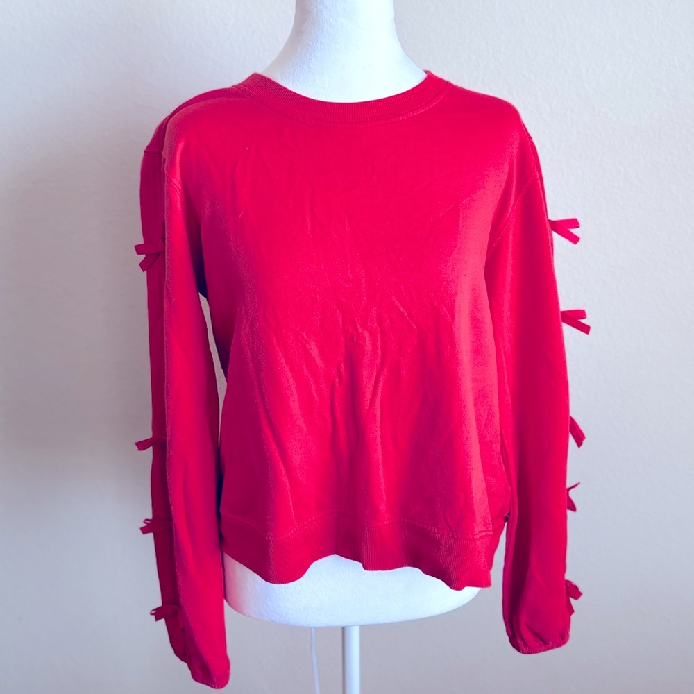 Betsey Johnson pink bows sweater. Size M.